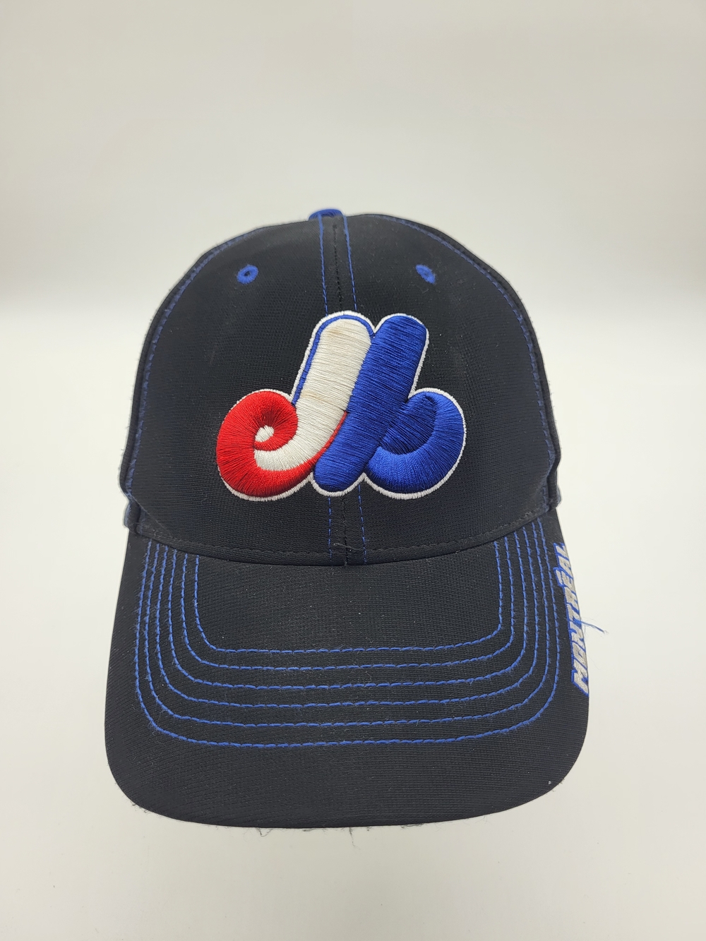 Vintage Montreal Expos Navy Embroidered Baseball Cap with Red White Blue Logo